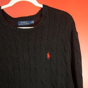RALPH LAUREN cable knit logo sweater